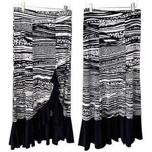 Cloth & Needle Creation by Lynda 8 white/black tribal print western style skirt